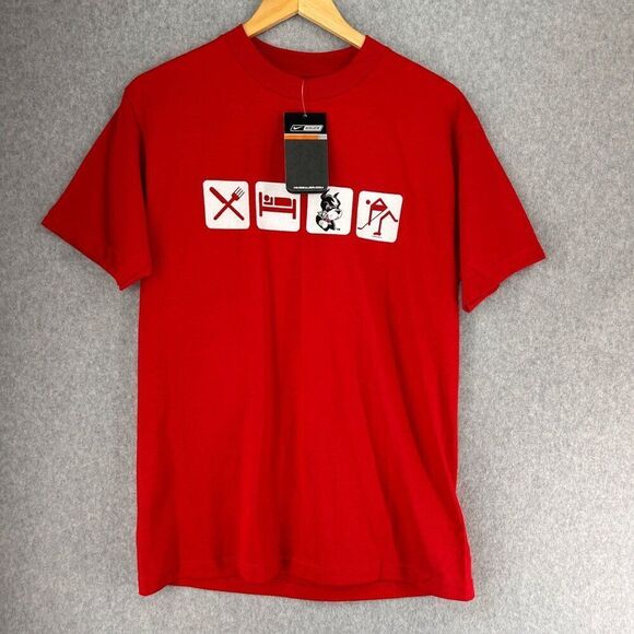 NWT Nike Bauer Medium Red Shirt Tee‎ Retro Eat Sleep Boston Terriers Ice Hockey - Picture 1 of 10